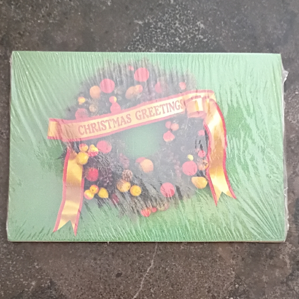 Christmas Greetings Post Card with Wreath Design